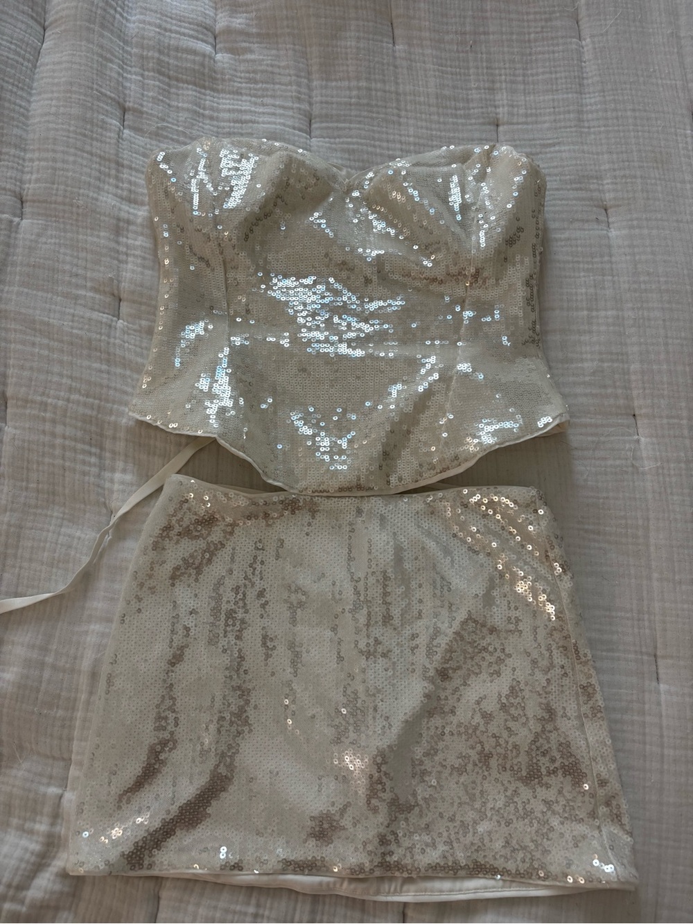 Mare mare Sequin Bandeau Top & matching mini skirt